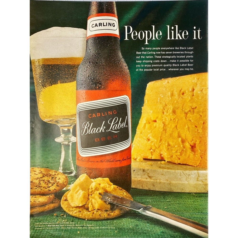 Carling Black Label Beer "People Like It" Vintage Print Ad 1963